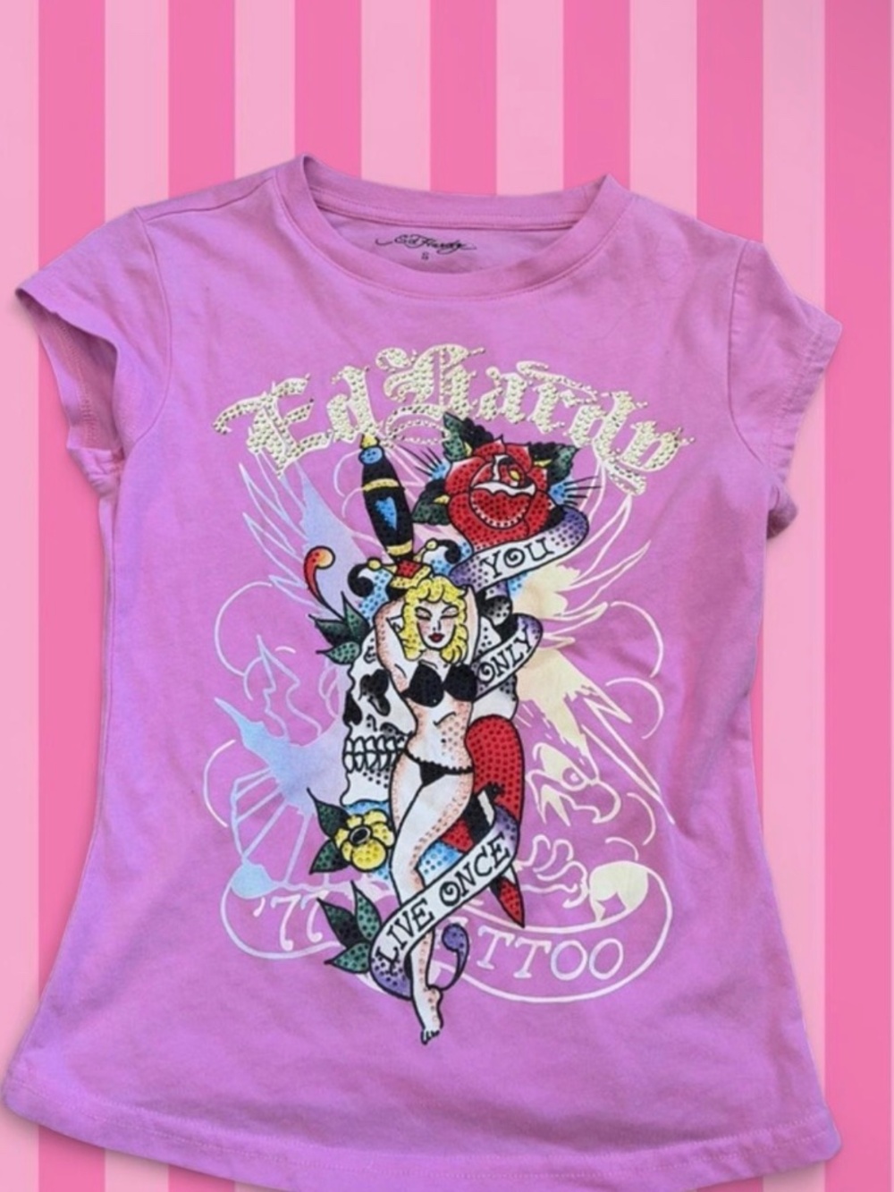 bedazzled ed hardy shirt y2k